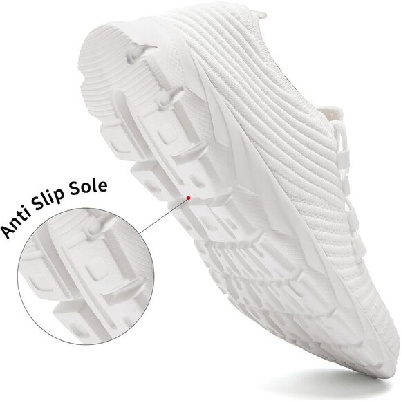 🆕Men's White Gym Sneaker Running Breathable Lightweight Walking Slip on Shoes - Picture 4 of 6
